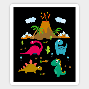 Dinosaur and volcano Magnet